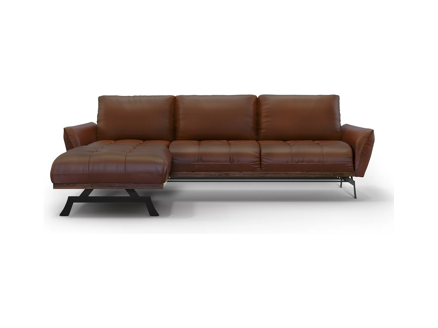 CXL by Christian Lacroix - Divano angolare modulare sinistro "Olivier" 4 posti in pelle naturale marrone - 264x171x87cm