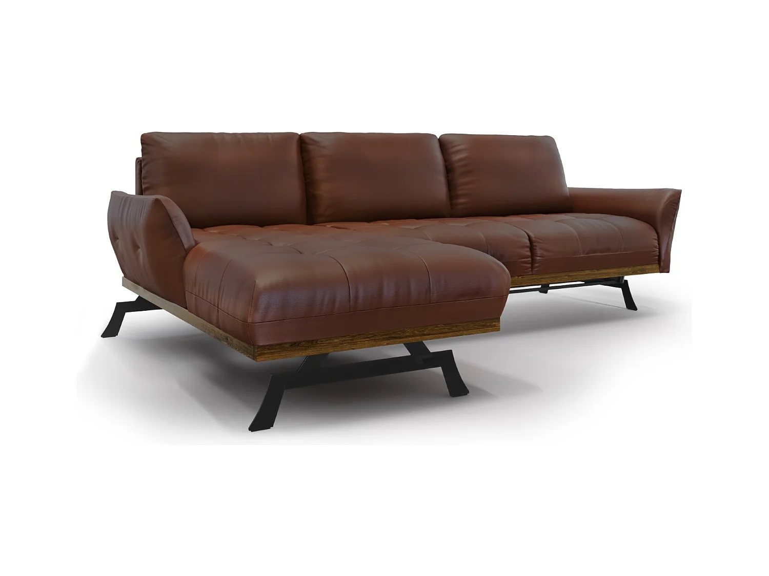 CXL by Christian Lacroix - Divano angolare modulare sinistro "Olivier" 4 posti in pelle naturale marrone - 264x171x87cm