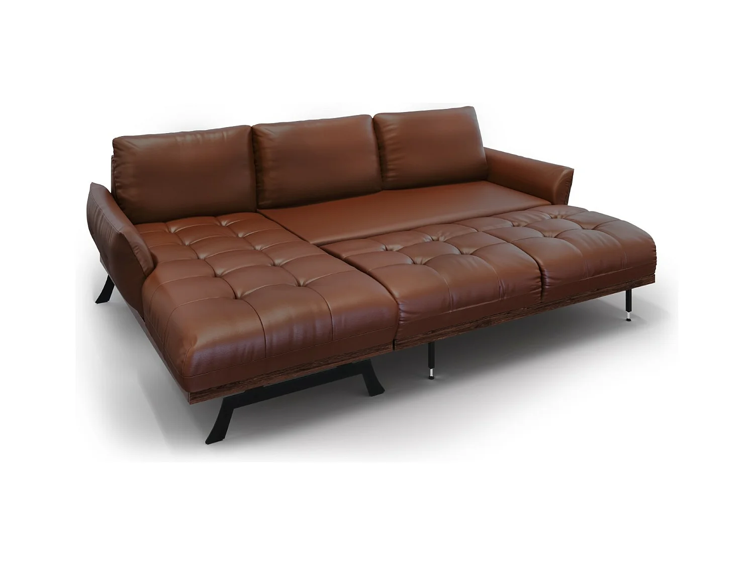CXL by Christian Lacroix - Divano angolare modulare sinistro "Olivier" 4 posti in pelle naturale marrone - 264x171x87cm