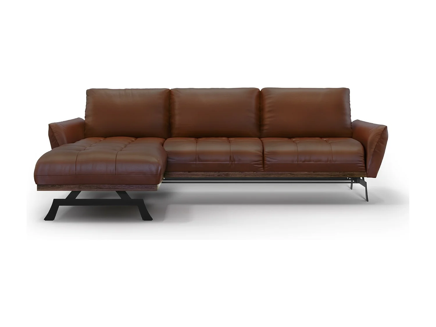 CXL by Christian Lacroix - Divano angolare modulare sinistro "Olivier" 4 posti in pelle naturale marrone - 264x171x87cm