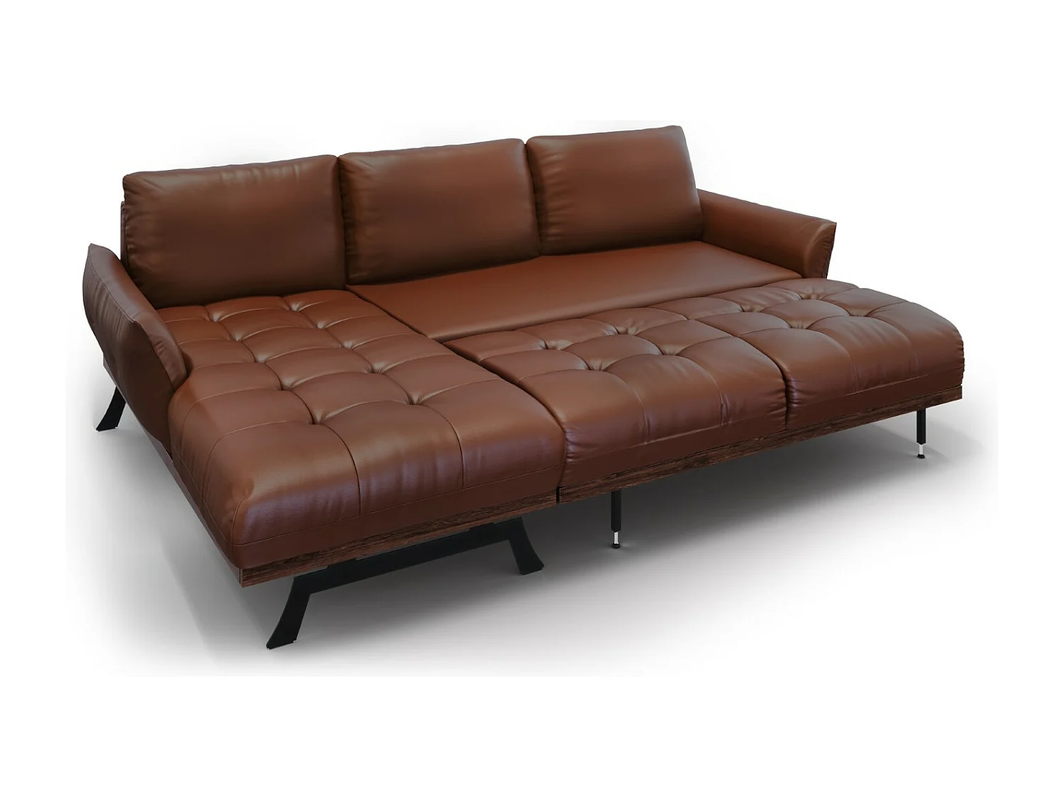 CXL by Christian Lacroix - Divano angolare modulare sinistro "Olivier" 4 posti in pelle naturale marrone - 264x171x87cm