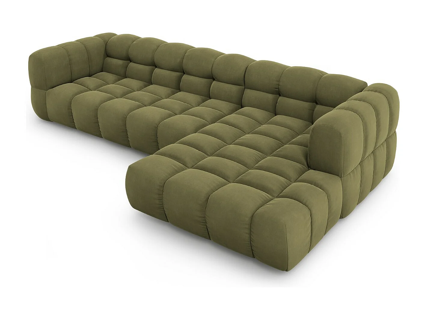 Cosmopolitan Design - 4-Sitzer modulares Ecksofa rechts "Sky" aus Samt hellgrün - 300x162x75cm