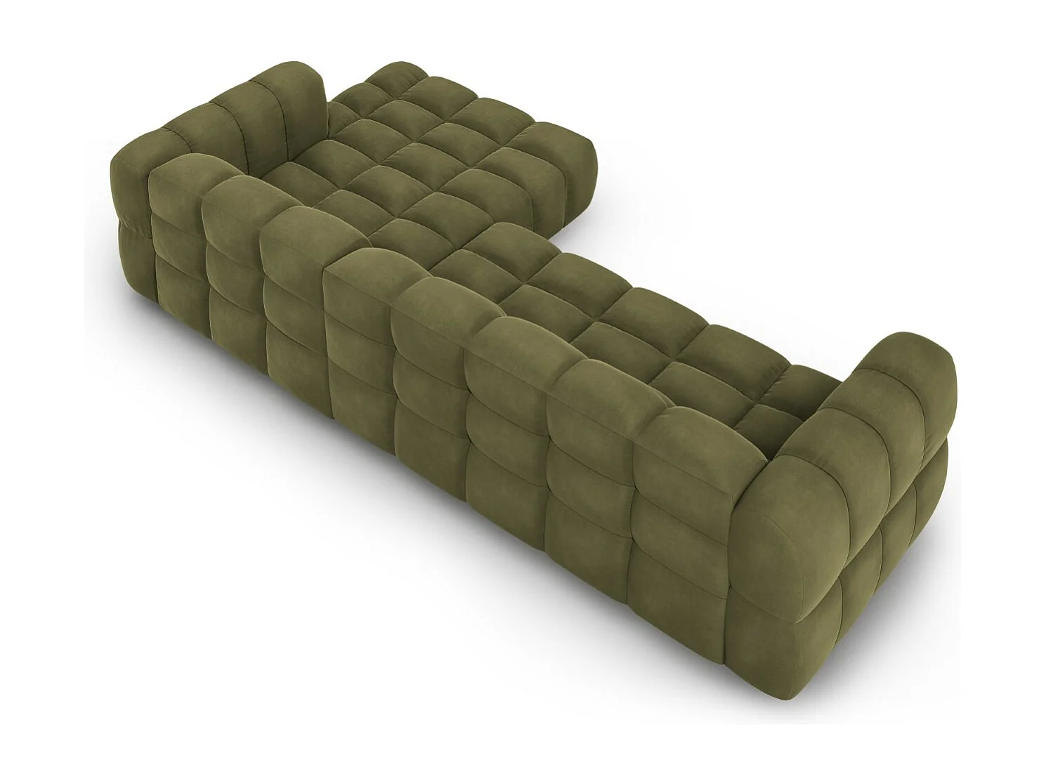 Cosmopolitan Design - Canapé d'angle droit modulable "Sky" 4 places en velours vert clair - 300x162x75cm