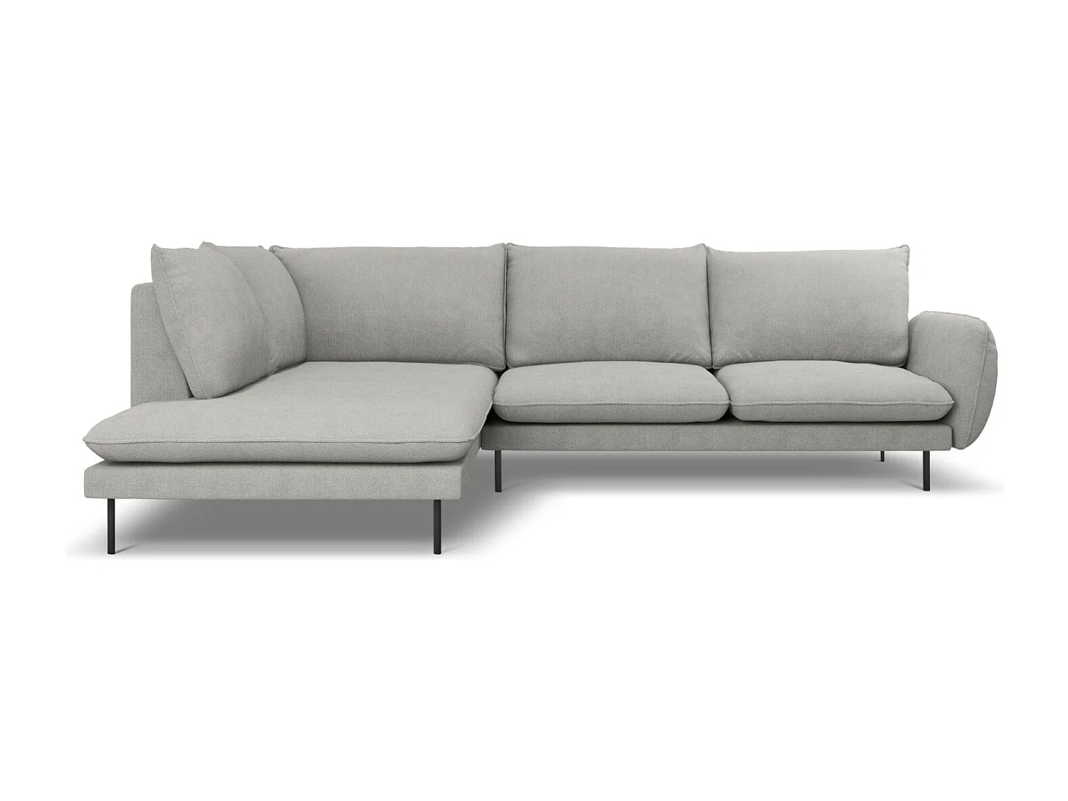 Cosmopolitan Design - Linker hoekbank "Vienna" 6 zitplaatsen, Structurele stof, Lichtgrijs - 275x185x95cm