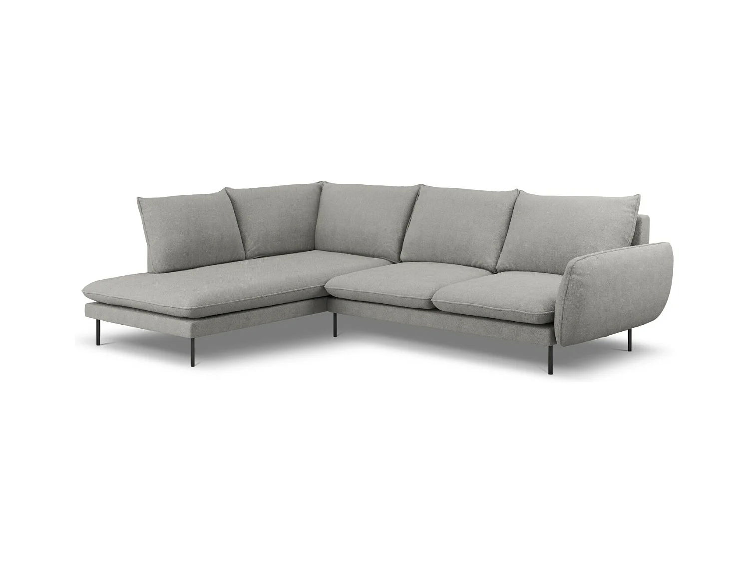 Cosmopolitan Design - Linker hoekbank "Vienna" 6 zitplaatsen, Structurele stof, Lichtgrijs - 275x185x95cm