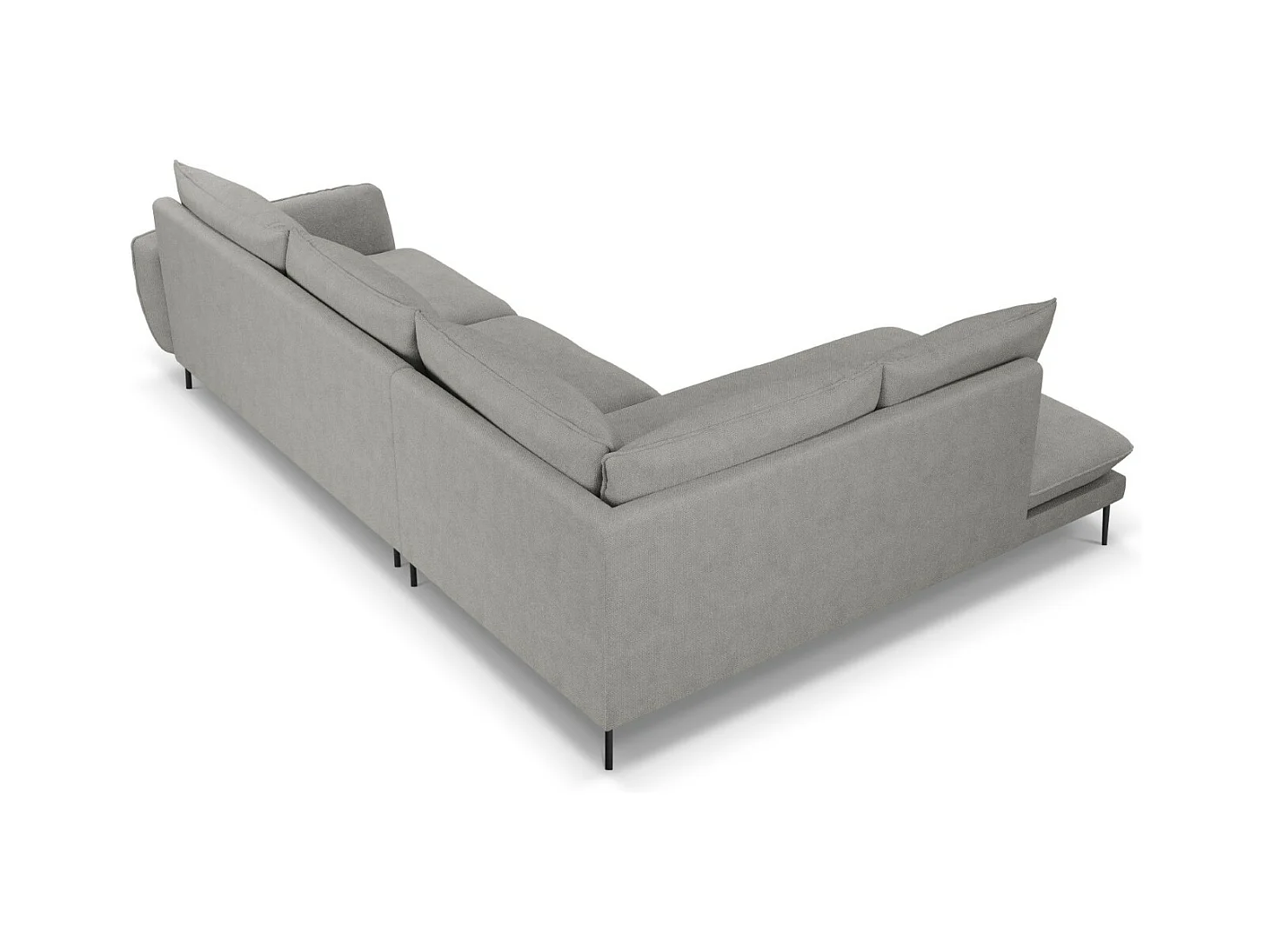 Cosmopolitan Design - Sofá de canto esquerdo "Vienna" 6 lugares em tecido estrutural cinza claro - 275x185x95cm