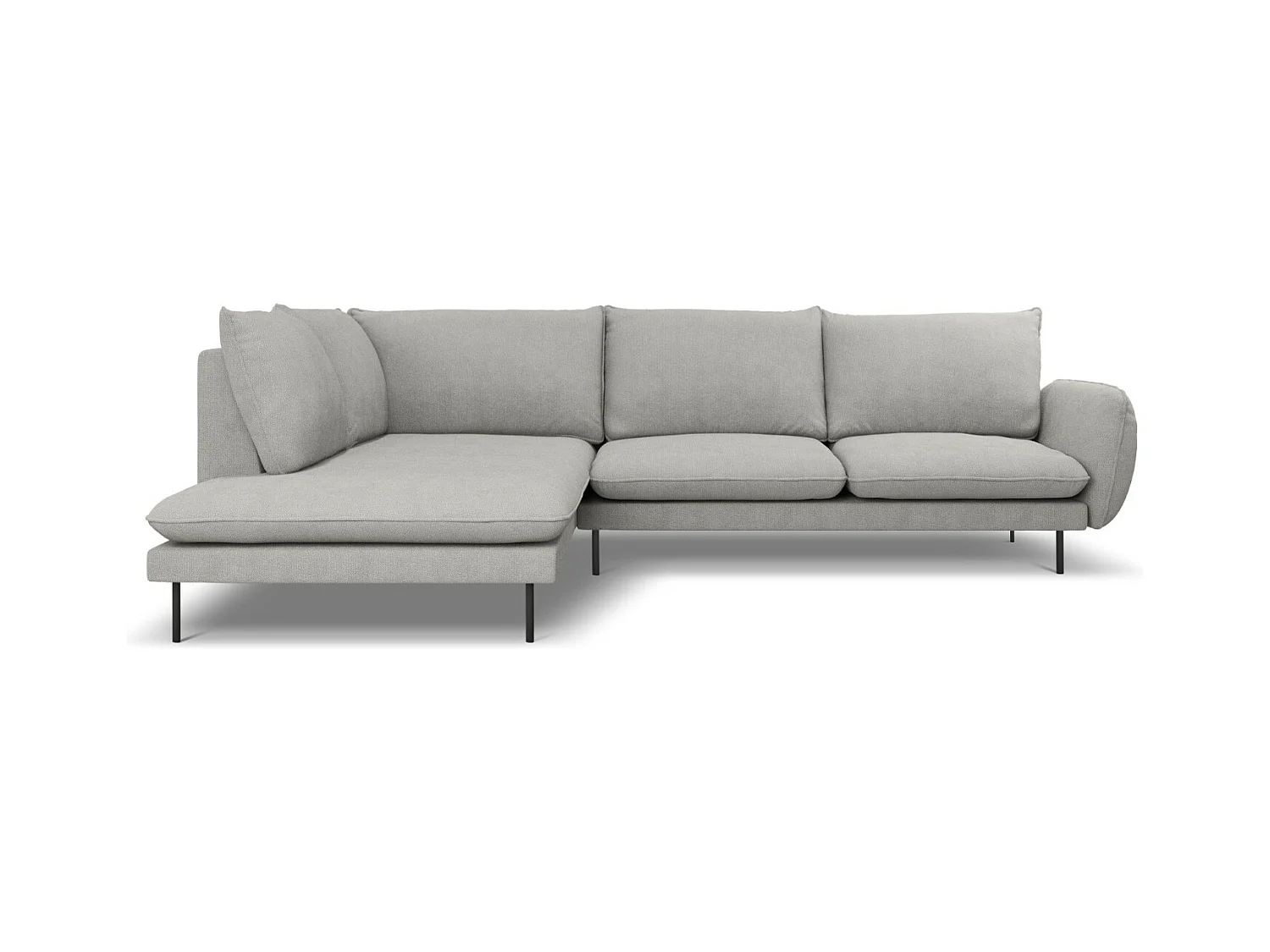 Cosmopolitan Design - Sofá de canto esquerdo "Vienna" 6 lugares em tecido estrutural cinza claro - 275x185x95cm