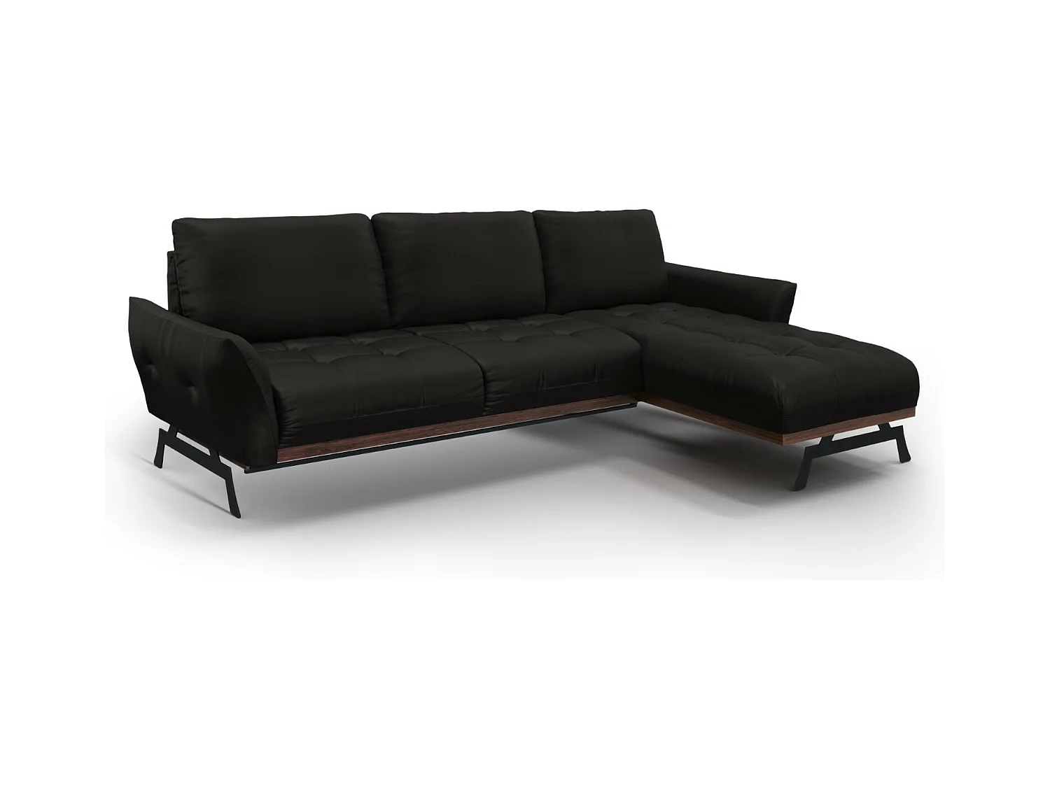 CXL by Christian Lacroix - Divano angolare modulare destro "Olivier" 4 posti in pelle naturale nero - 264x171x87cm
