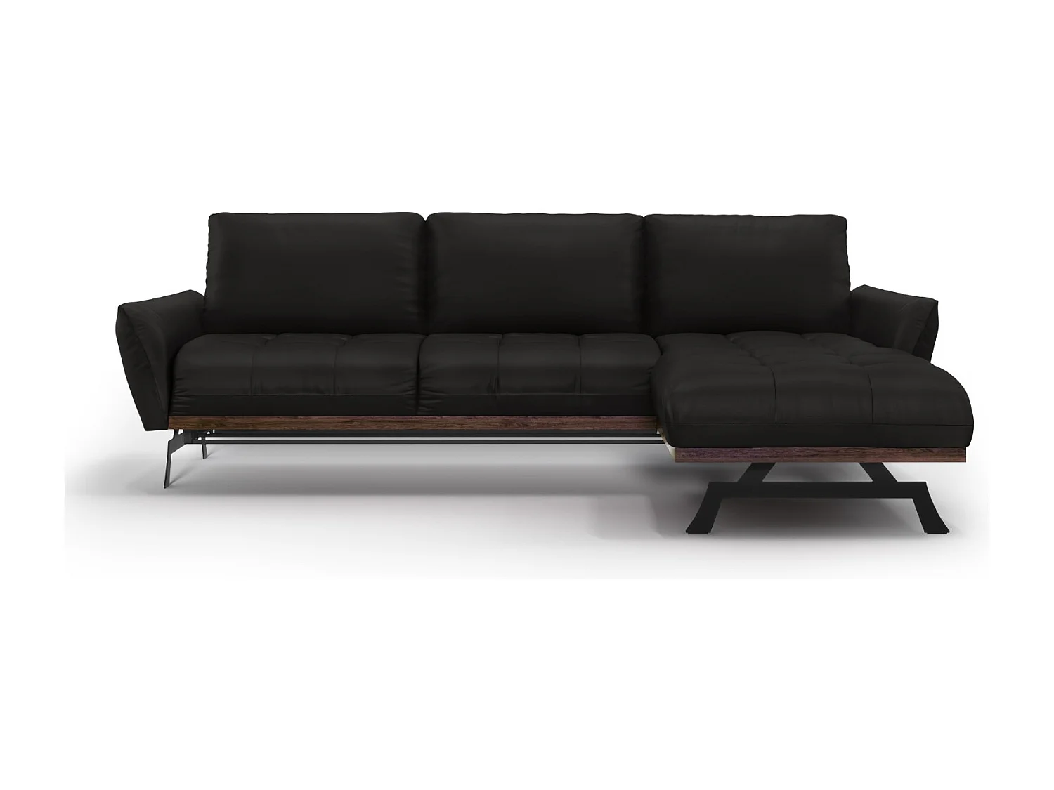 CXL by Christian Lacroix - Modulaire hoekbank rechts "Olivier" 4 zitplaatsen, Echt leer, Zwart - 264x171x87cm