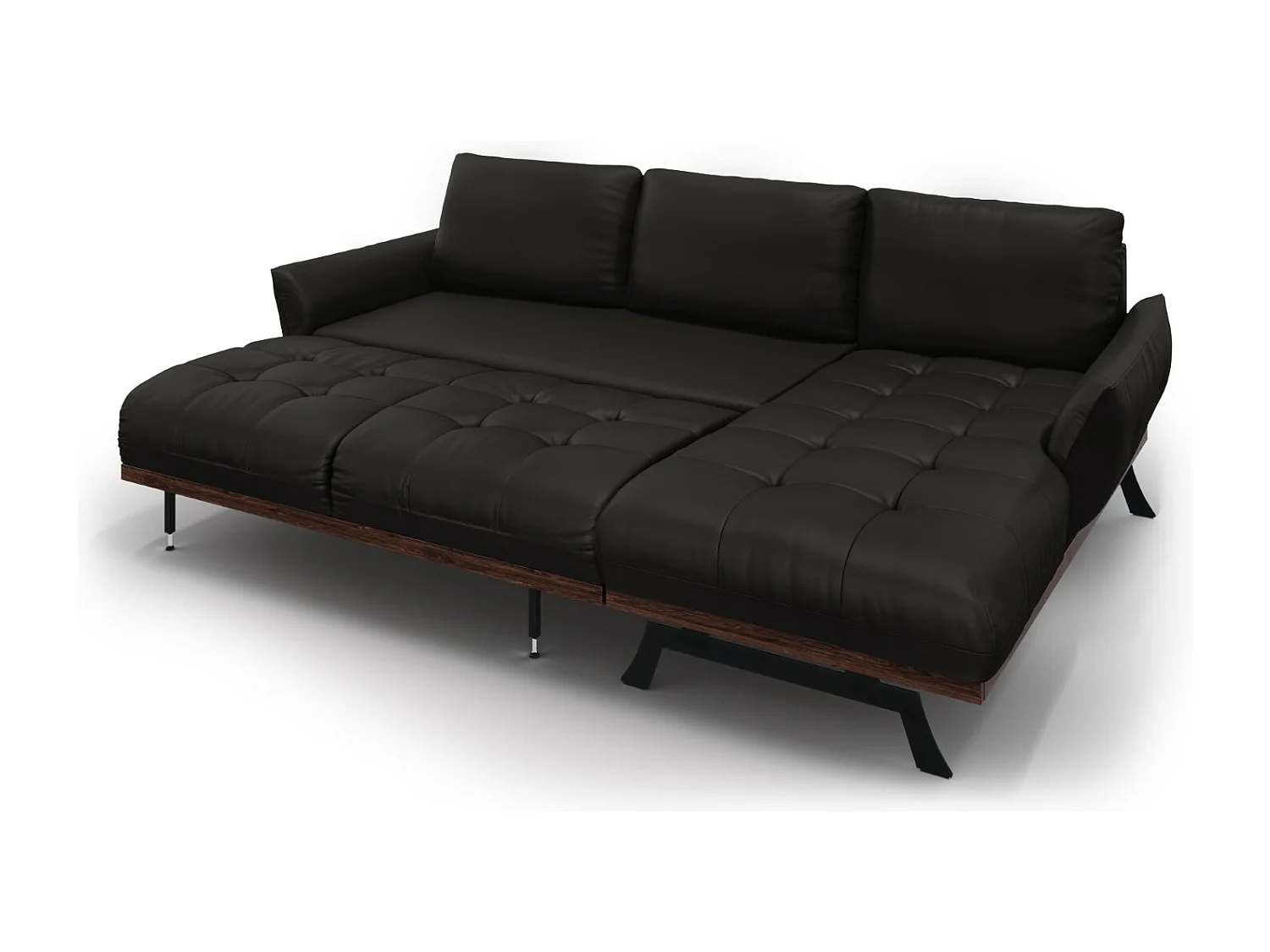 CXL by Christian Lacroix - Modulaire hoekbank rechts "Olivier" 4 zitplaatsen, Echt leer, Zwart - 264x171x87cm