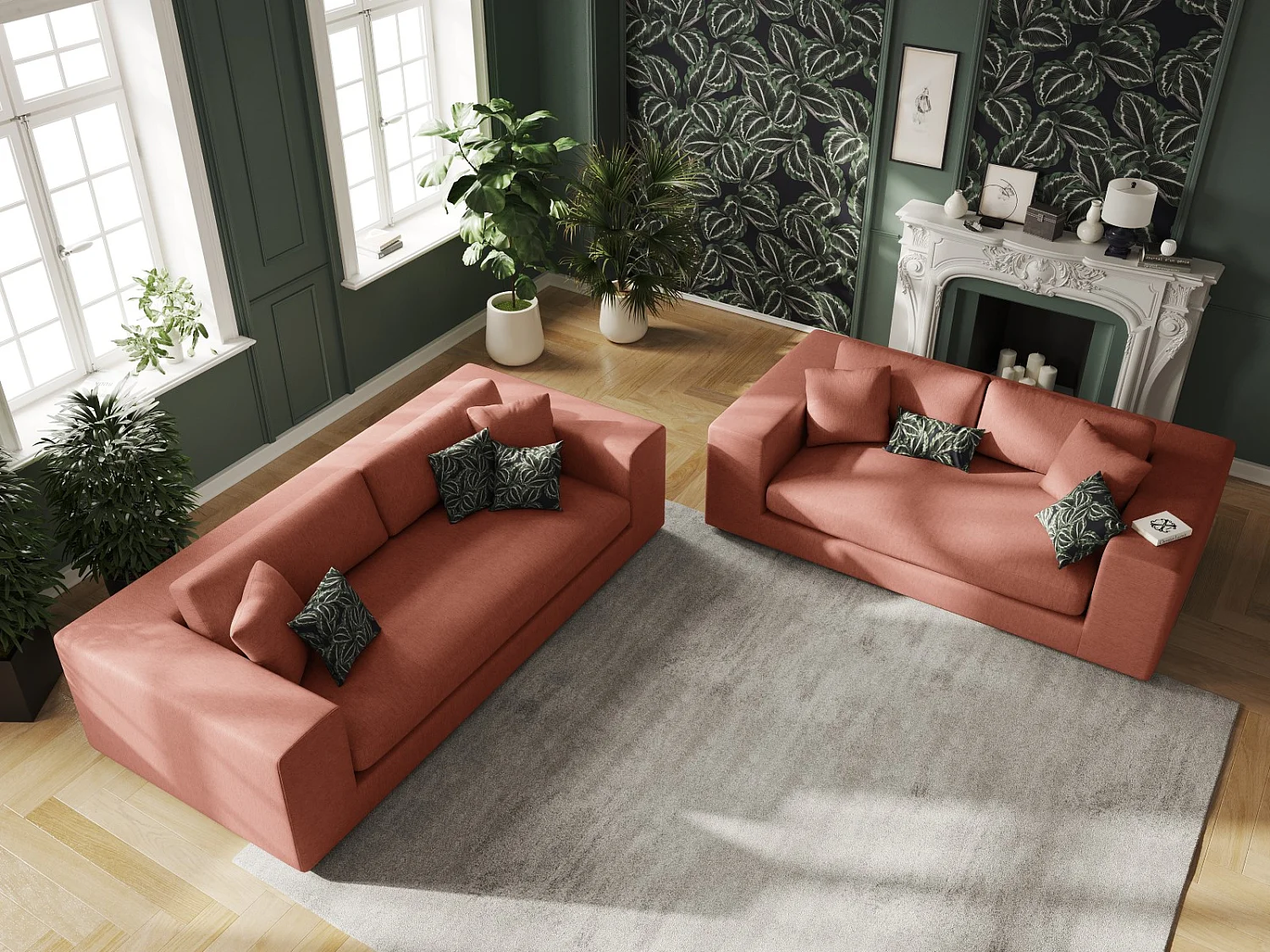 CXL by Christian Lacroix - 3-Sitzer Sofa "Tendance" Sitzer aus strukturiertem Stoff rot - 220x122x72cm