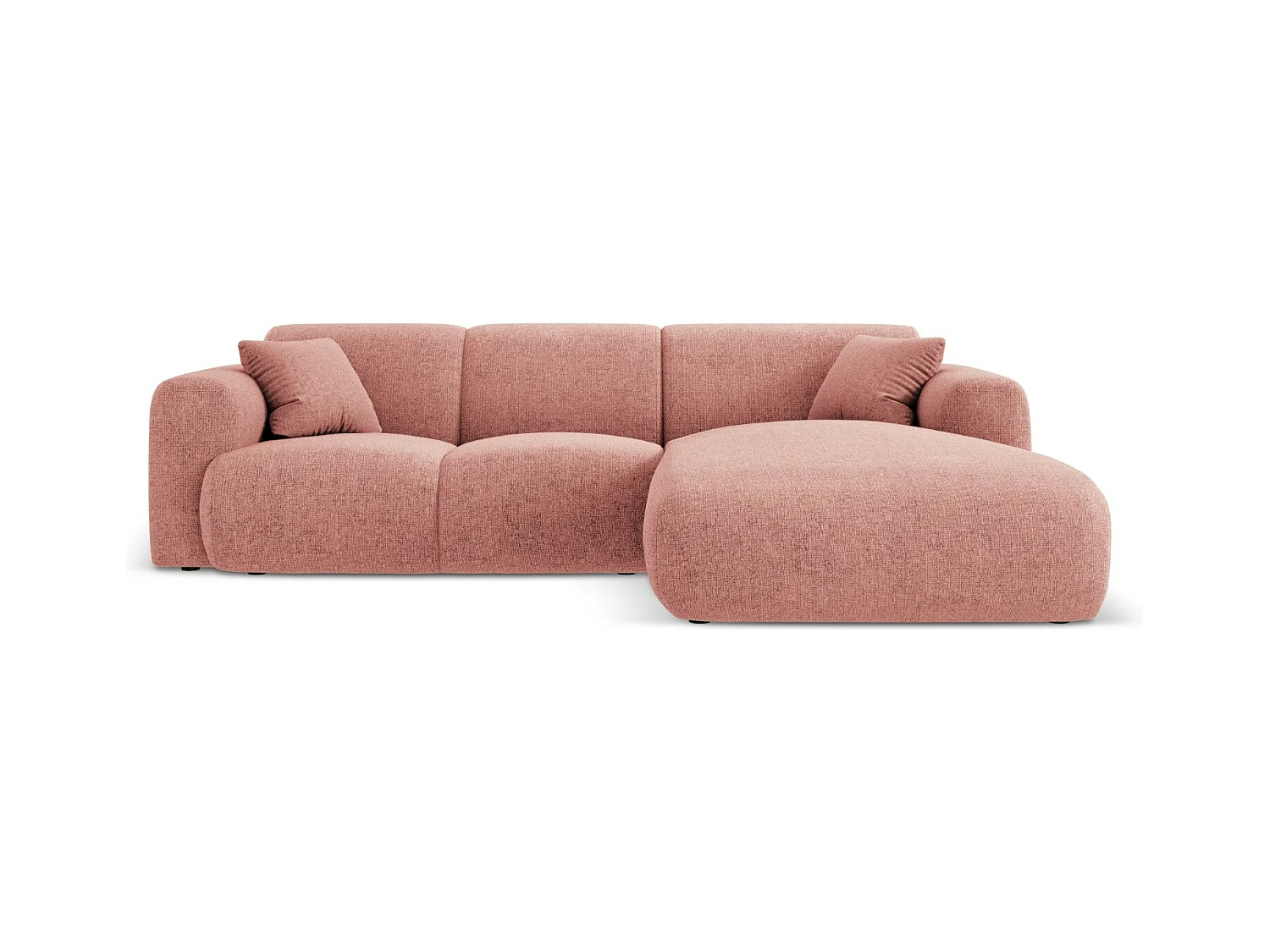 Cosmopolitan Design - Canapé d'angle droit "Nolio" 4 places en chenille rose - 260x170x72cm
