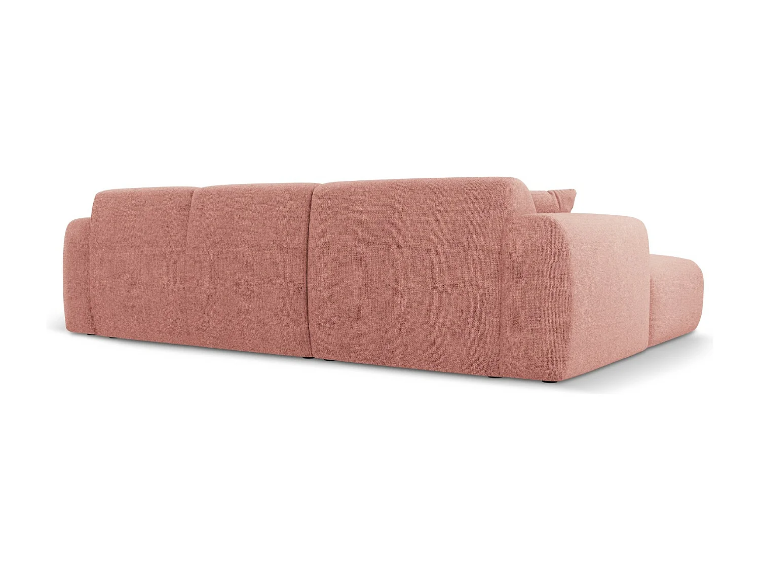 Cosmopolitan Design - Sofá de canto direito "Nolio" 4 lugares em tecido chenille rosa - 260x170x72cm