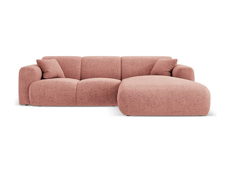 Cosmopolitan Design - Sofá de canto direito "Nolio" 4 lugares em tecido chenille rosa - 260x170x72cm