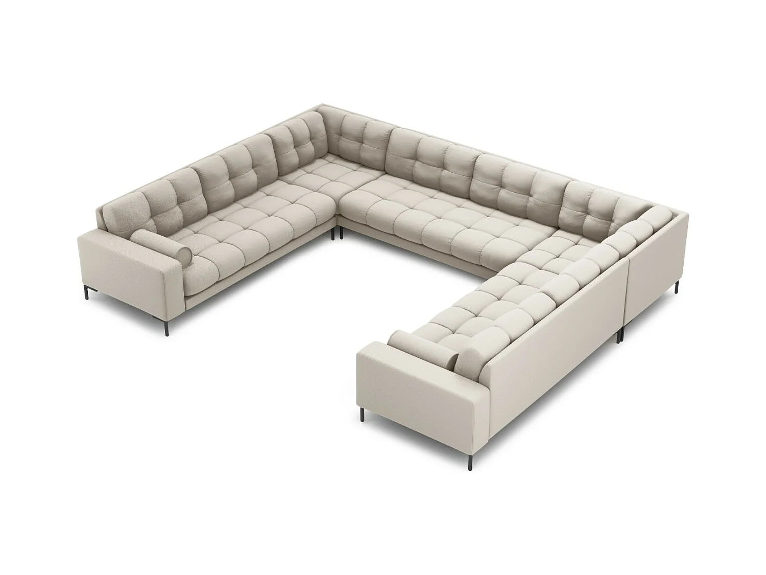 Cosmopolitan Design - Panoramische bank "Bali" 9 zitplaatsen, Structurele stof, Beige - 327x256x75cm