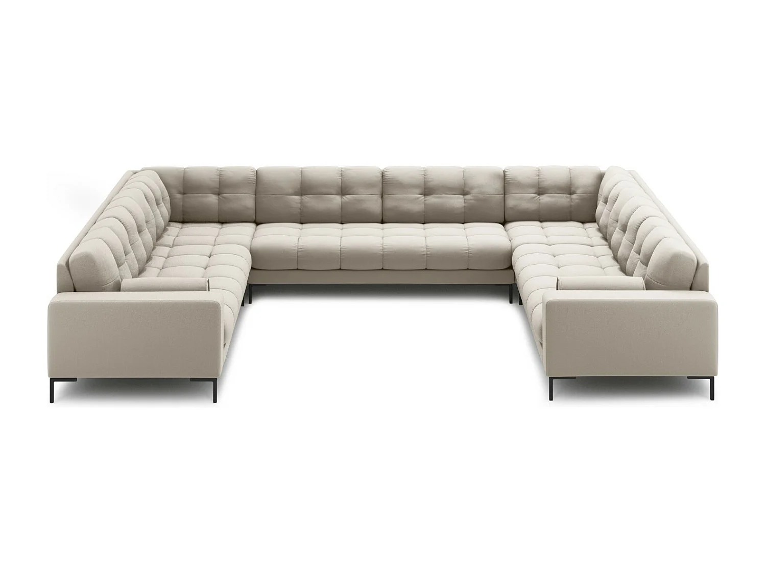 Cosmopolitan Design - Sofá panorâmico "Bali" 9 lugares em tecido estrutural bege - 327x256x75cm