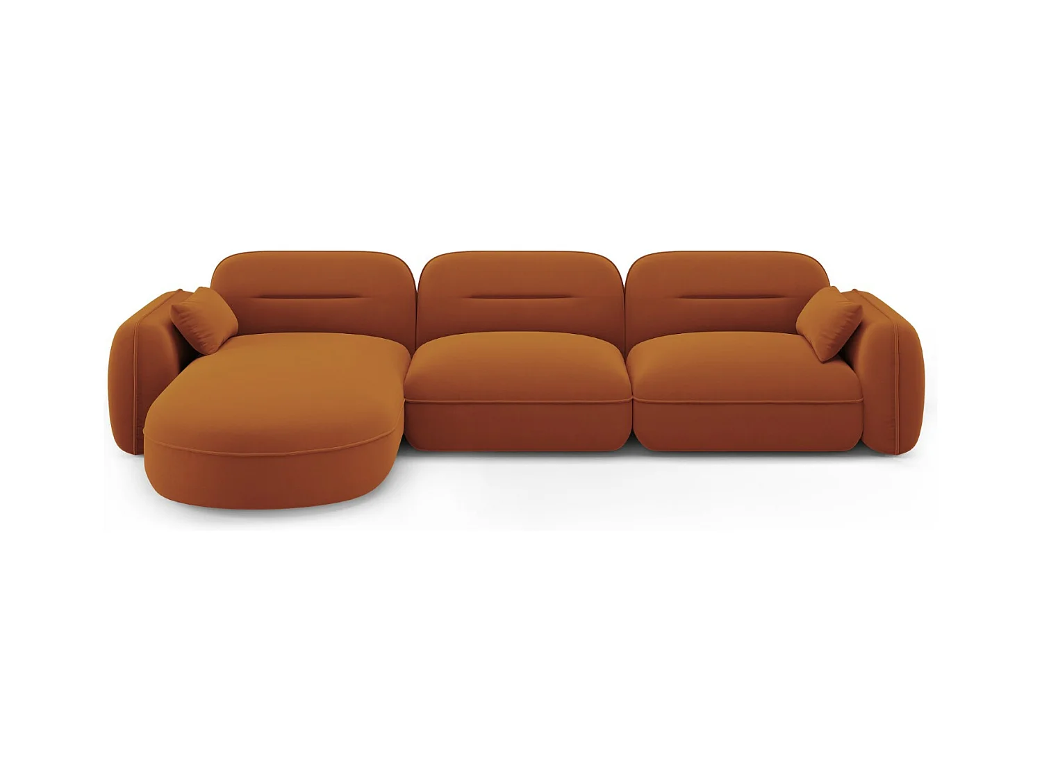 Cosmopolitan Design - Modulaire hoekbank links "Sydney" 4 zitplaatsen, Flueel, Terracotta - 320x165x70cm