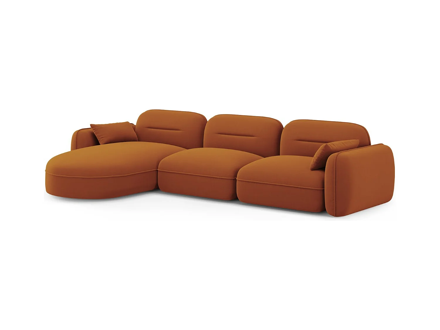 Cosmopolitan Design - Canapé d'angle gauche modulable "Sydney" 4 places en velours terracotta - 320x165x70cm