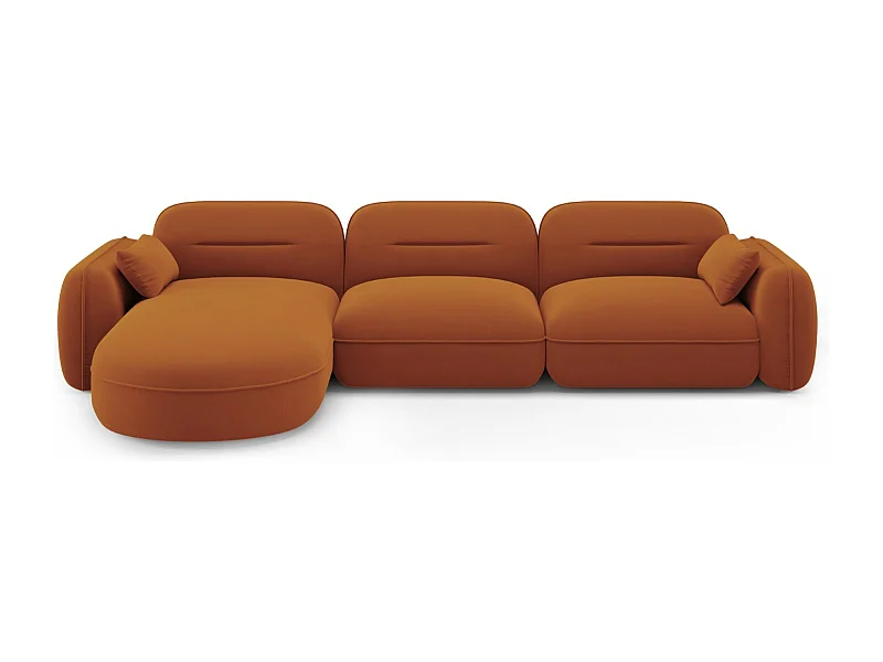 Cosmopolitan Design - Sofá modular de canto esquerdo "Sydney" 4 lugares em veludo terracota - 320x165x70cm
