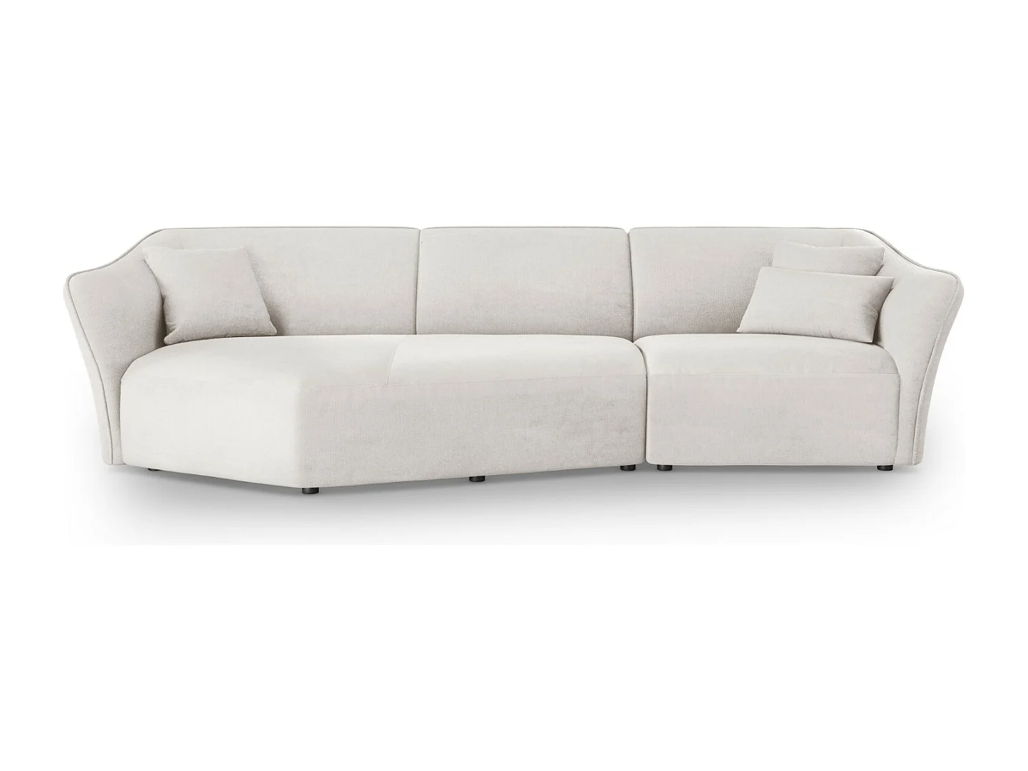 Cosmopolitan Design - 5-Sitzer modulares Ecksofa links "Tokyo" aus Boucle elfenbein - 292x138x79cm