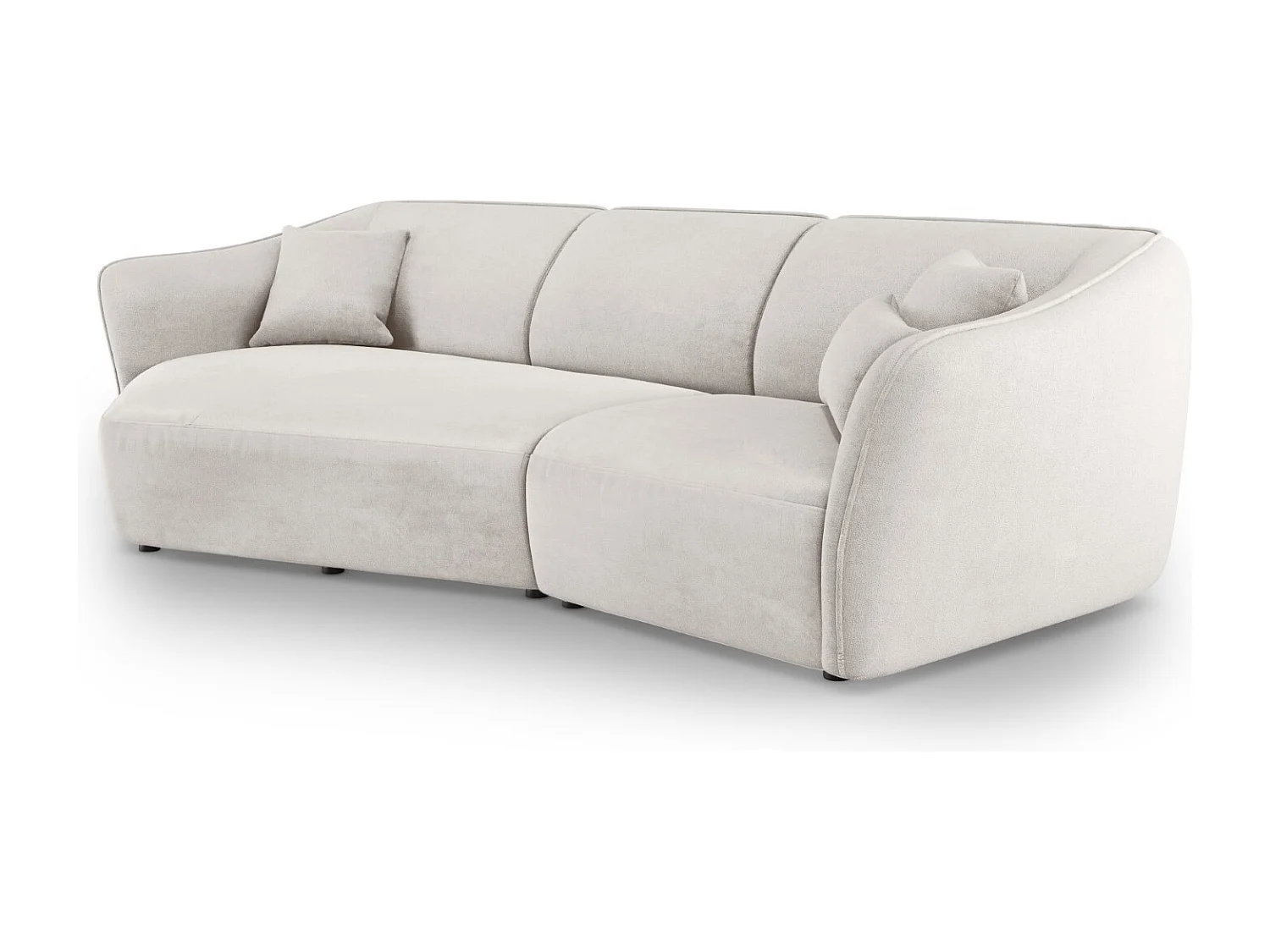 Cosmopolitan Design - 5-Sitzer modulares Ecksofa links "Tokyo" aus Boucle elfenbein - 292x138x79cm