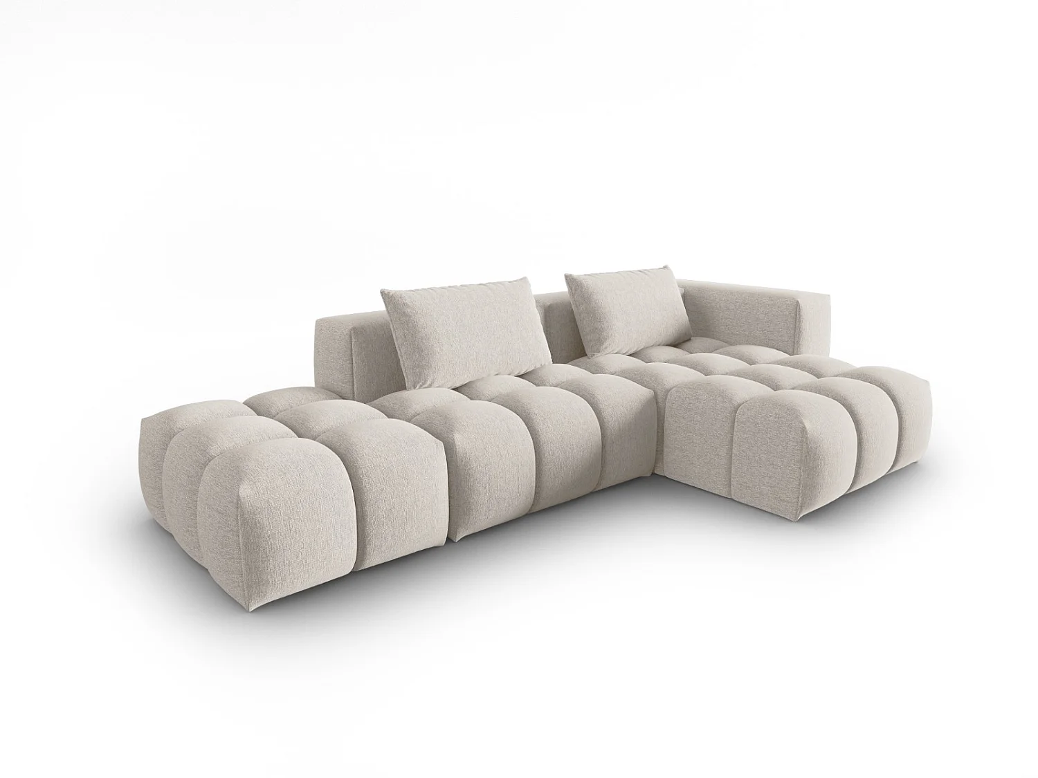 CXL by Christian Lacroix - Canapé d'angle droit modulable "Lorella" 4 places en tissu structurel beige - 265x145x70cm