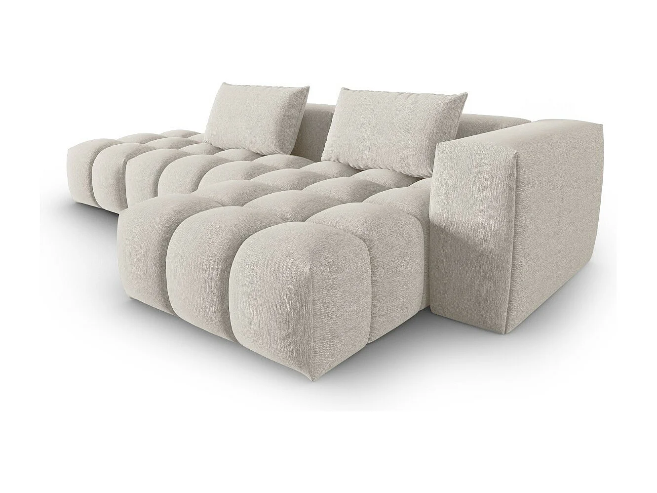 CXL by Christian Lacroix - Canapé d'angle droit modulable "Lorella" 4 places en tissu structurel beige - 265x145x70cm