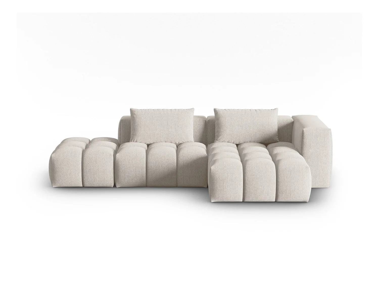 CXL by Christian Lacroix - Sofá modular de canto direito "Lorella" 4 lugares em tecido estrutural bege - 265x145x70cm