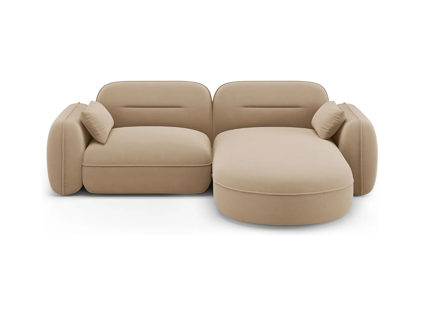 Cosmopolitan Design - Canapé d'angle droit modulable "Sydney" 3 places en velours le sable - 230x165x70cm