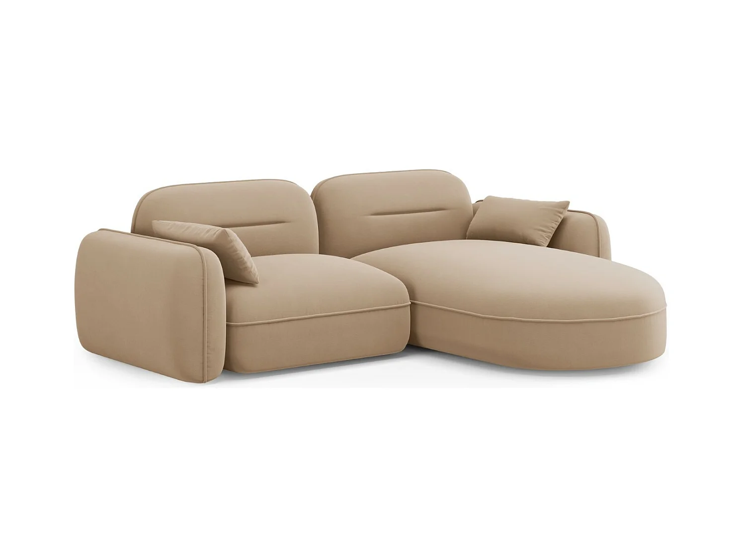 Cosmopolitan Design - Canapé d'angle droit modulable "Sydney" 3 places en velours le sable - 230x165x70cm