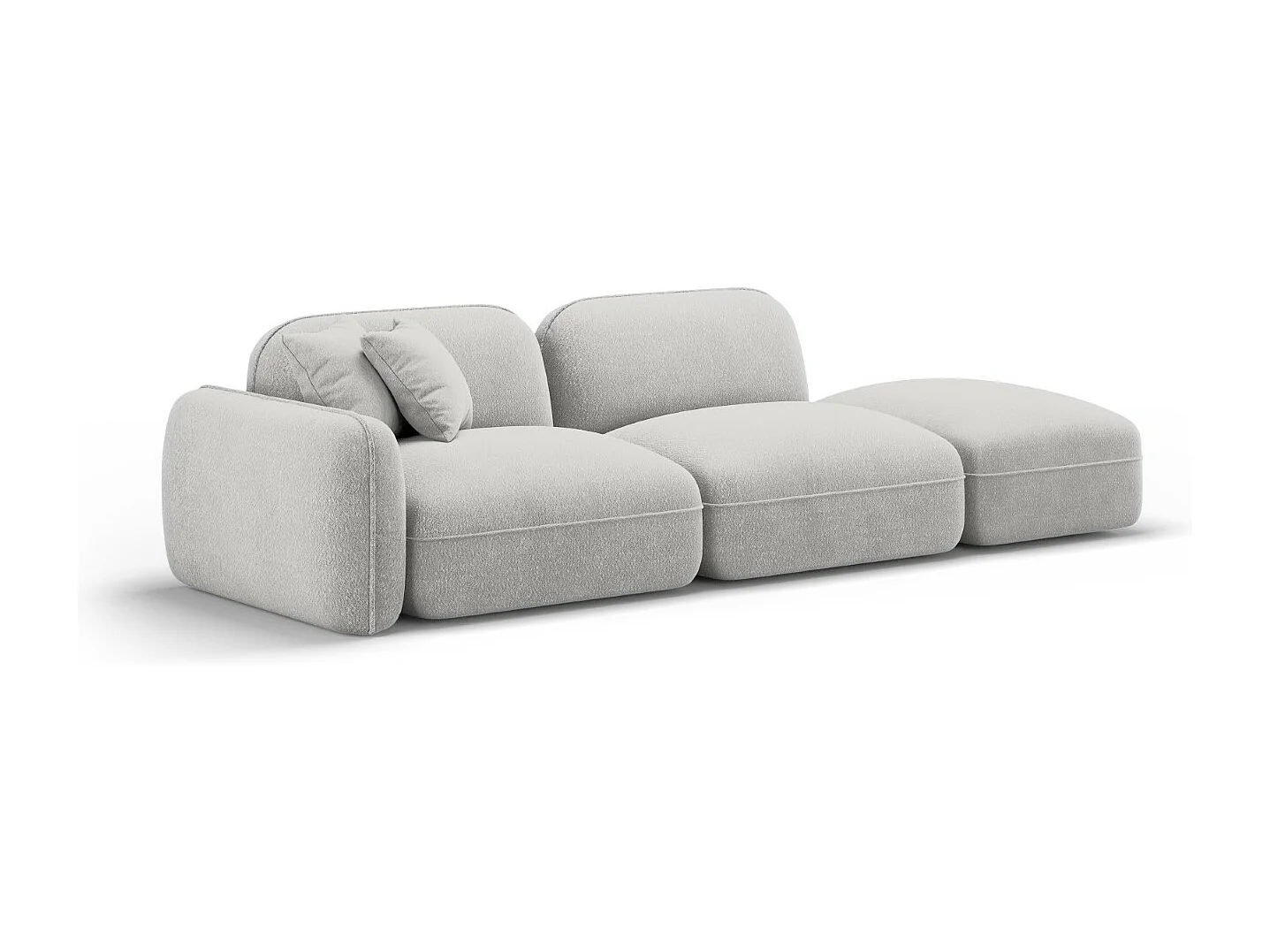 CXL by Christian Lacroix - 3-Sitzer modulares Sofa rechts "Lucien" Sitzer aus Samt hellgrau - 295x90x70cm