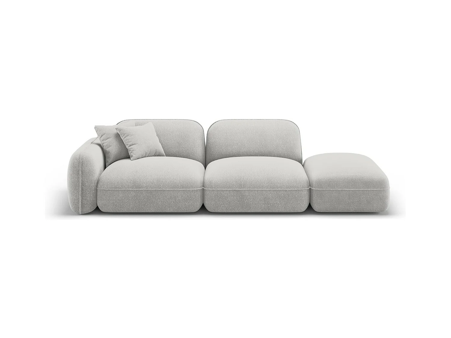 CXL by Christian Lacroix - Rechte modulaire bank "Lucien" 3 zitplaatsen, Flueel, Lichtgrijs - 295x90x70cm