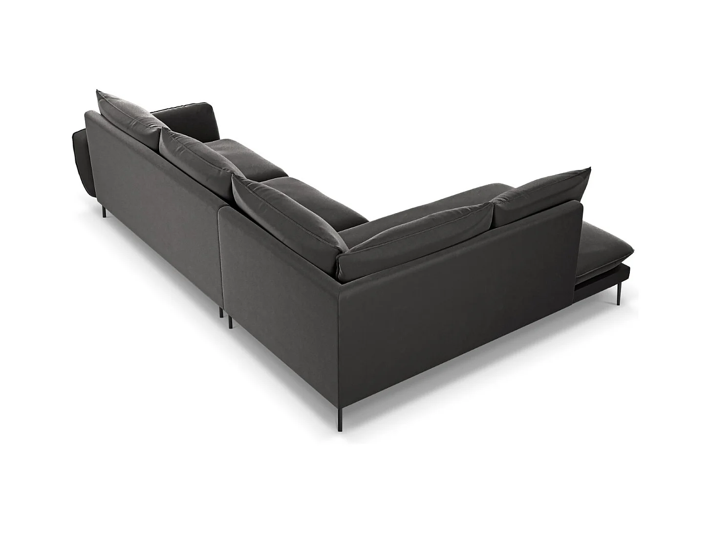 Cosmopolitan Design - Sofá esquinero izquierdo "Vienna" 6 plazas de terciopelo gris oscuro - 275x185x95cm
