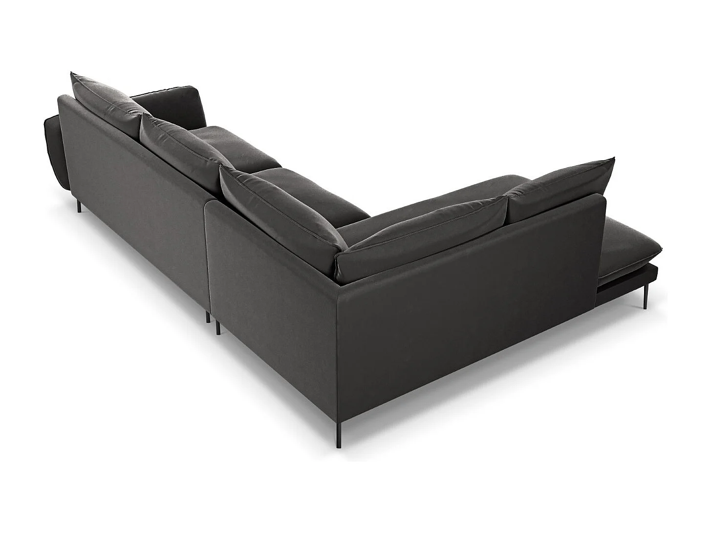 Cosmopolitan Design - Canapé d'angle gauche "Vienna" 6 places en velours gris foncé - 275x185x95cm