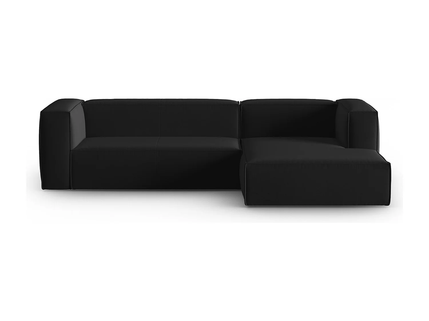 Cosmopolitan Design - Sofá esquinero derecho "Mackay" 4 plazas de terciopelo negro - 282x166x73cm