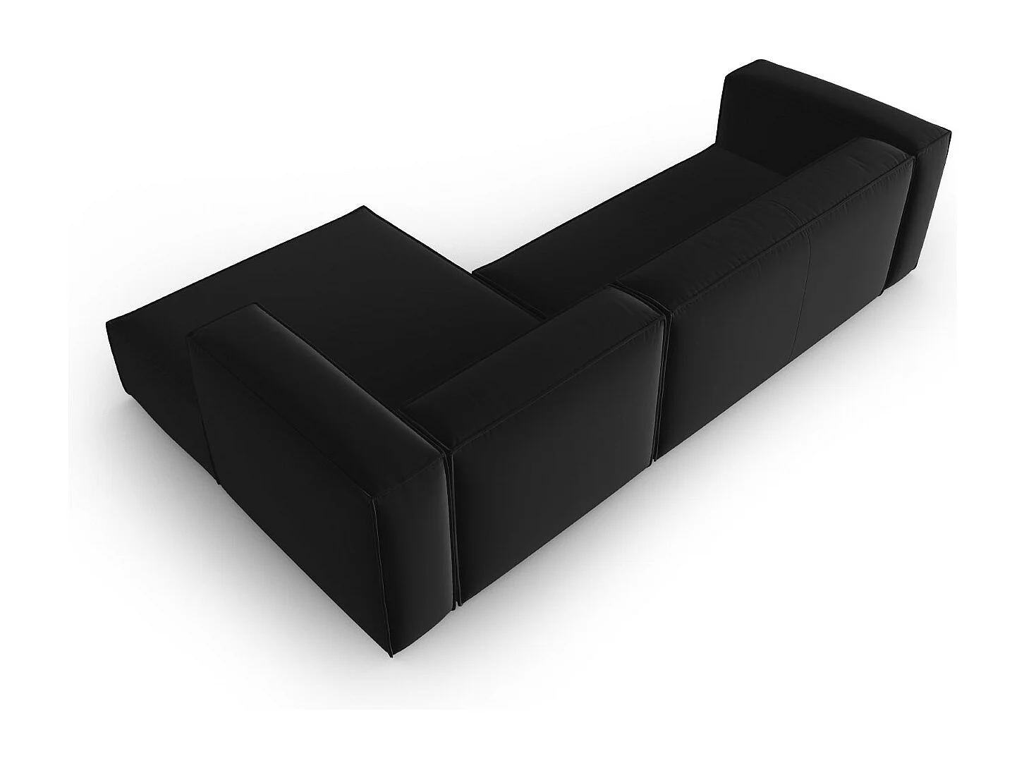 Cosmopolitan Design - Sofá esquinero derecho "Mackay" 4 plazas de terciopelo negro - 282x166x73cm