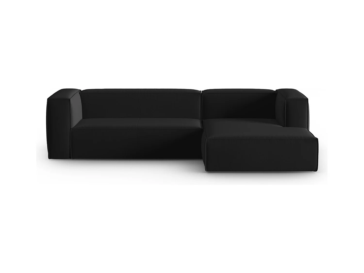 Cosmopolitan Design - Canapé d'angle droit "Mackay" 4 places en velours noir - 282x166x73cm