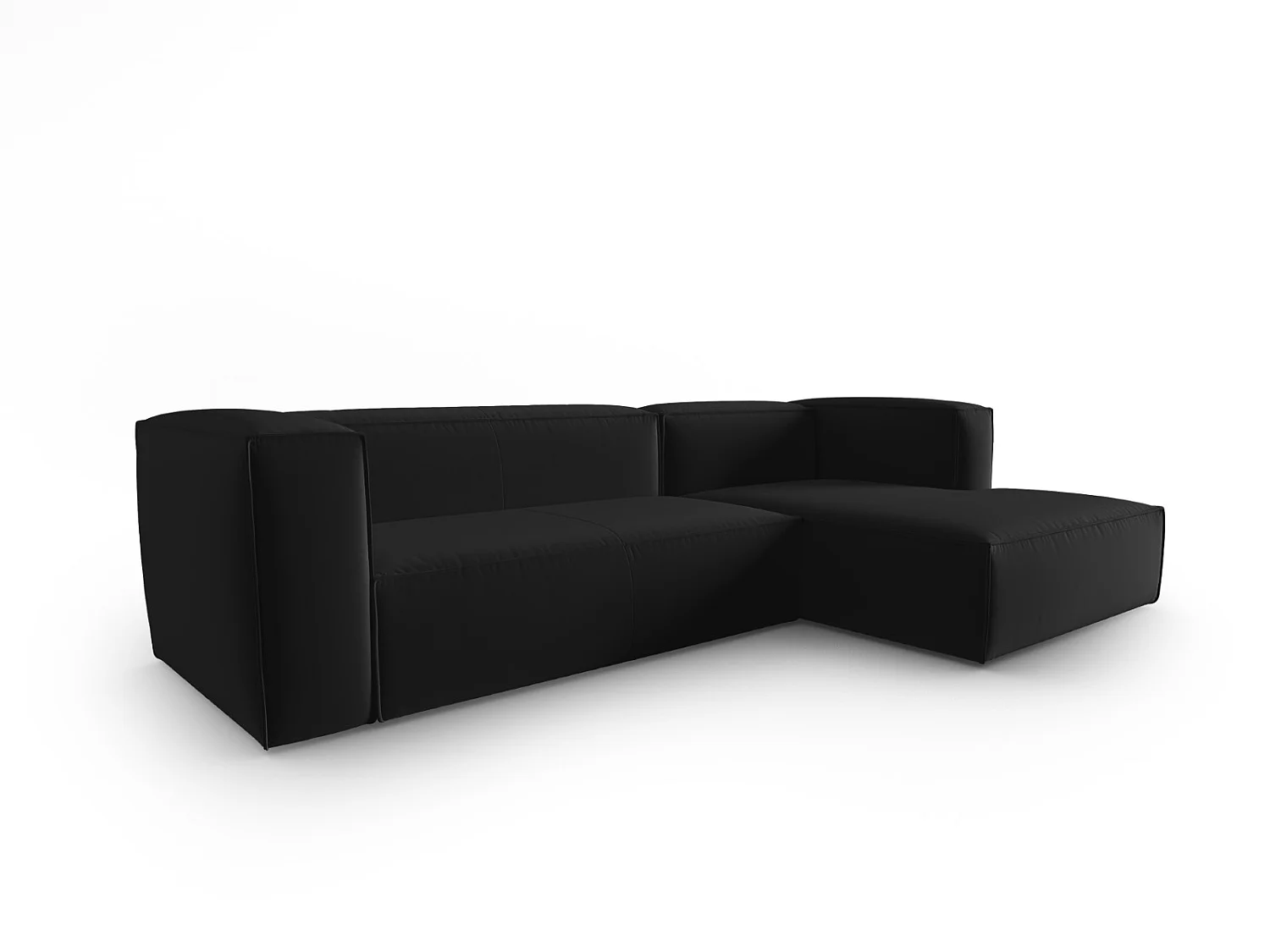 Cosmopolitan Design - Canapé d'angle droit "Mackay" 4 places en velours noir - 282x166x73cm