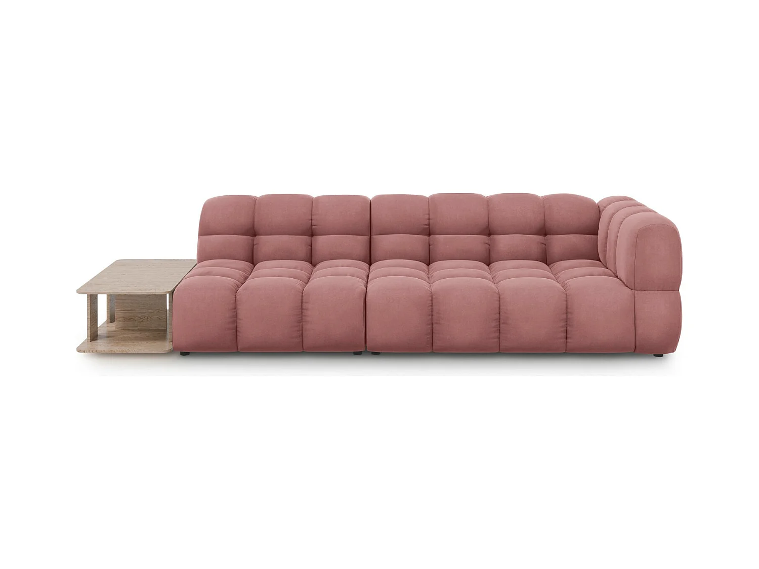 Cosmopolitan Design - Linker modulaire bank "Sky" 4 zitplaatsen, Flueel, Zalm - 297x102x75cm