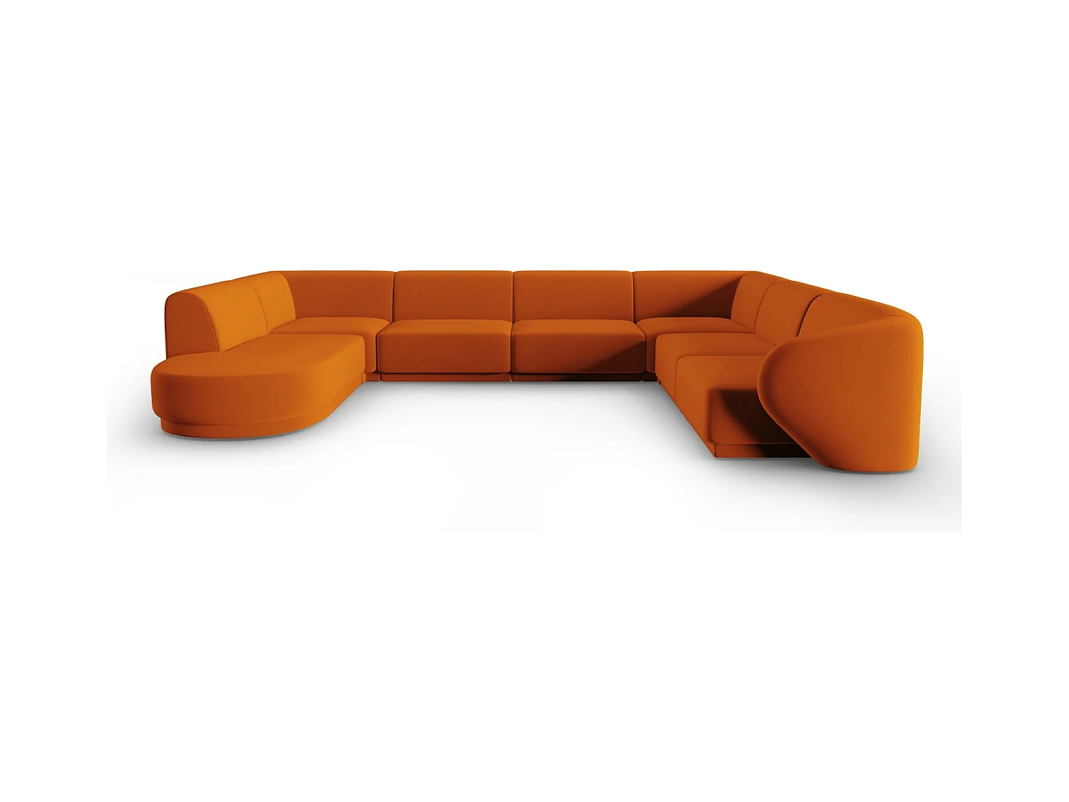 CXL by Christian Lacroix - Modulaire panoramische hoekbank rechts "Lionel" 8 zitplaatsen, Flueel, Terracotta - 342x323x74cm
