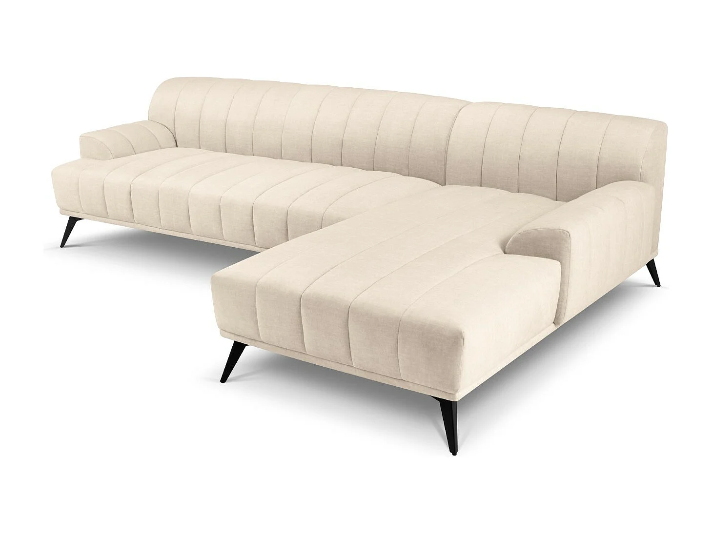 CXL by Christian Lacroix - Sofá esquinero derecho "Rita" 5 plazas de terciopelo beige claro - 289x185x77cm