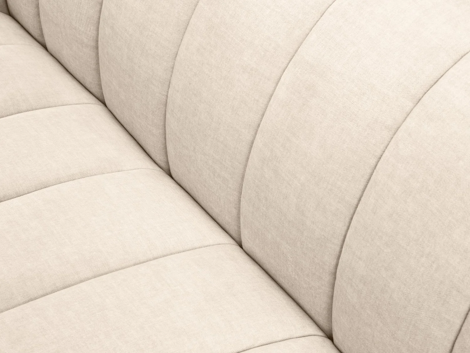 CXL by Christian Lacroix - Sofá de canto direito "Rita" 5 lugares em veludo bege claro - 289x185x77cm