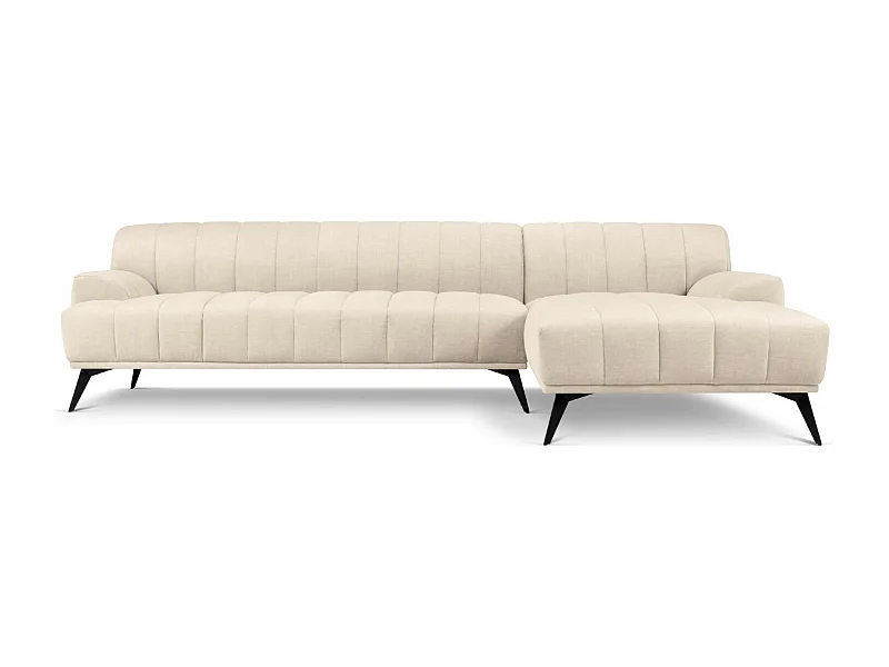 CXL by Christian Lacroix - Canapé d'angle droit "Rita" 5 places en velours beige clair - 289x185x77cm