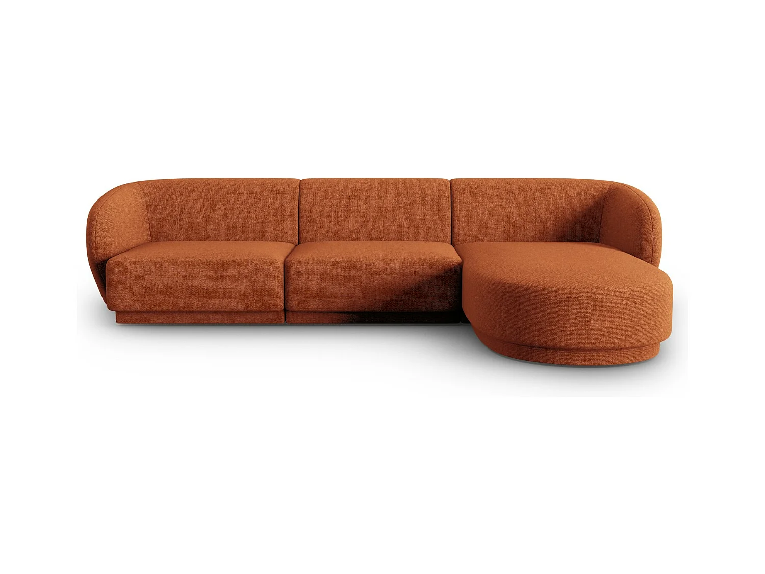 CXL by Christian Lacroix - Canapé d'angle droit modulable "Lionel" 4 places en chenille mélange terracotta - 266x155x74cm