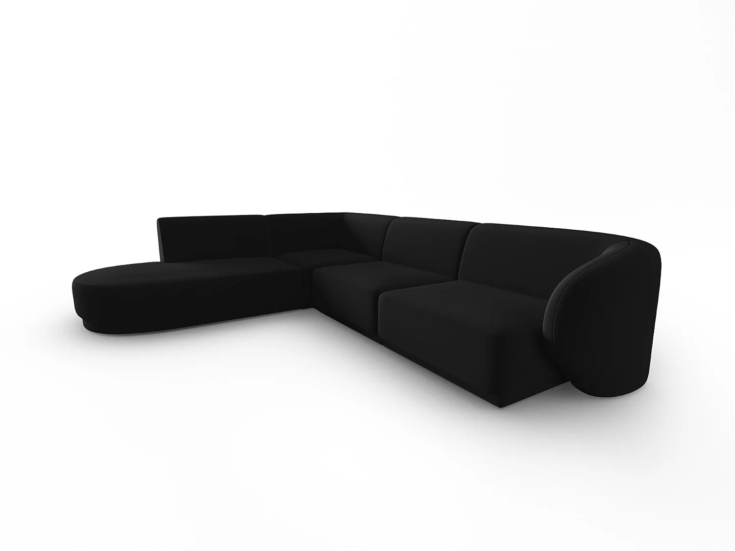 CXL by Christian Lacroix - Divano angolare modulare sinistro "Lionel" 5 posti in velluto nero - 265x232x74cm