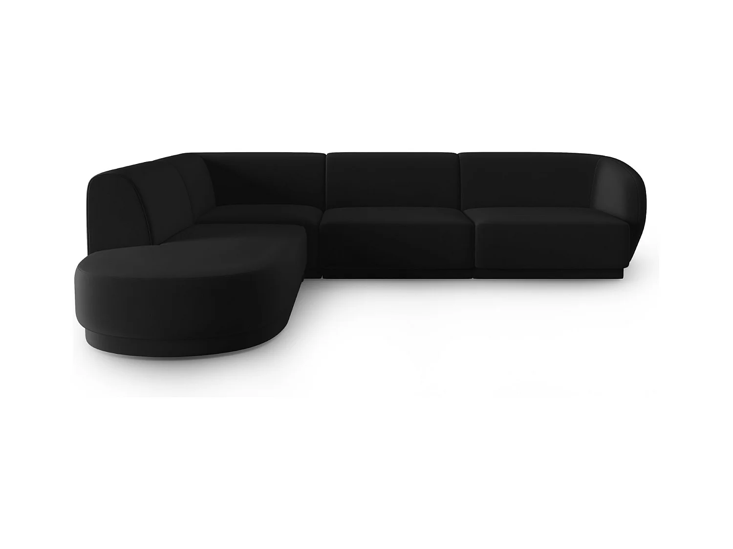 CXL by Christian Lacroix - Canapé d'angle gauche modulable "Lionel" 5 places en velours noir - 265x232x74cm