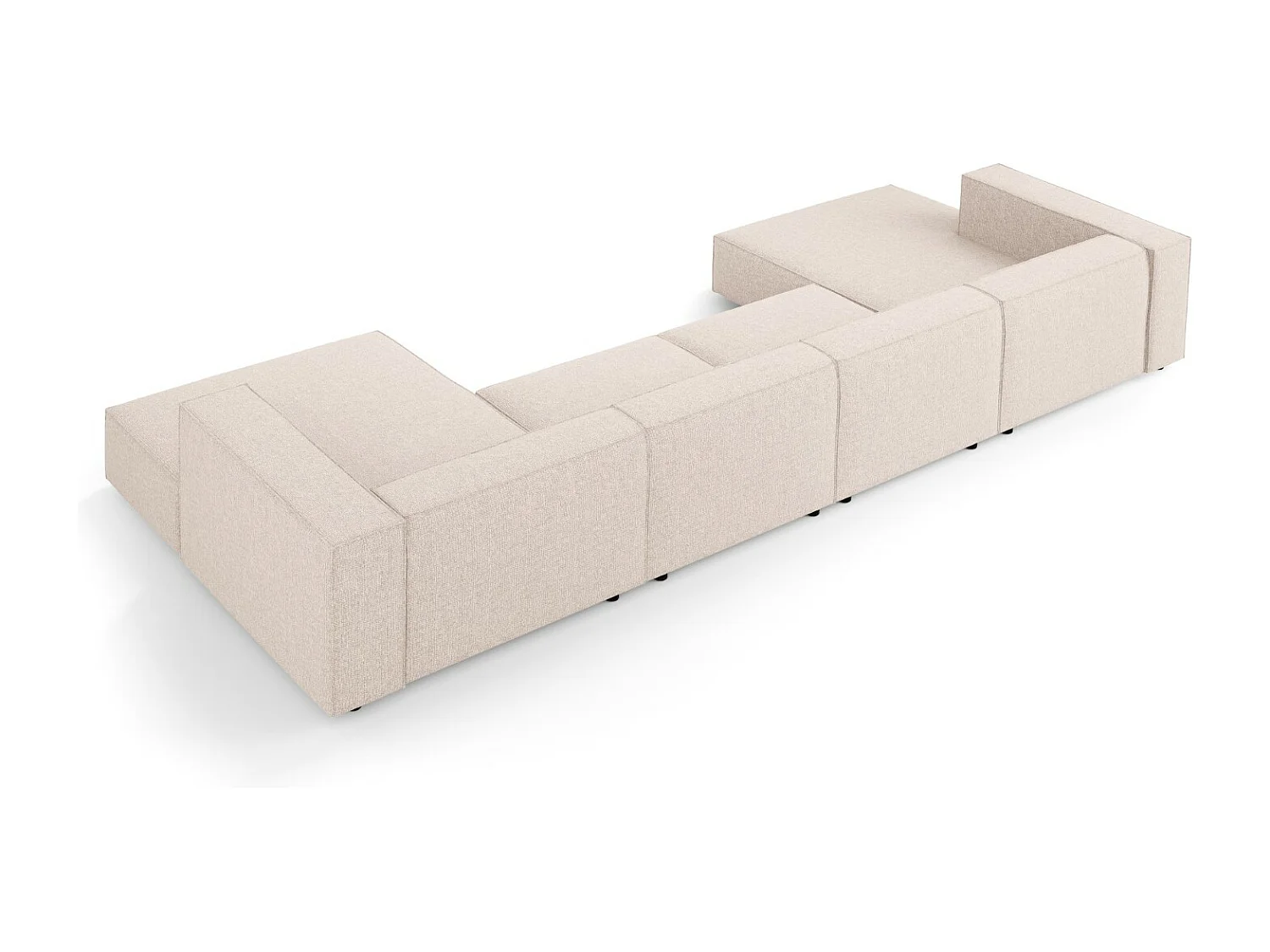 Cosmopolitan Design - Sofá panorámico "Arendal" 6 plazas de tejido chenilla beige - 364x166x70cm