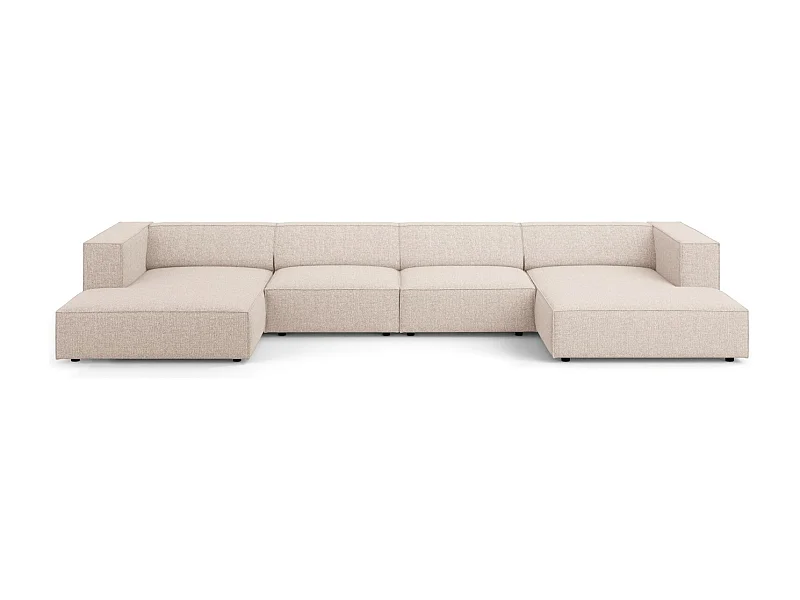 Cosmopolitan Design - Divano panoramico "Arendal" 6 posti in ciniglia beige - 364x166x70cm