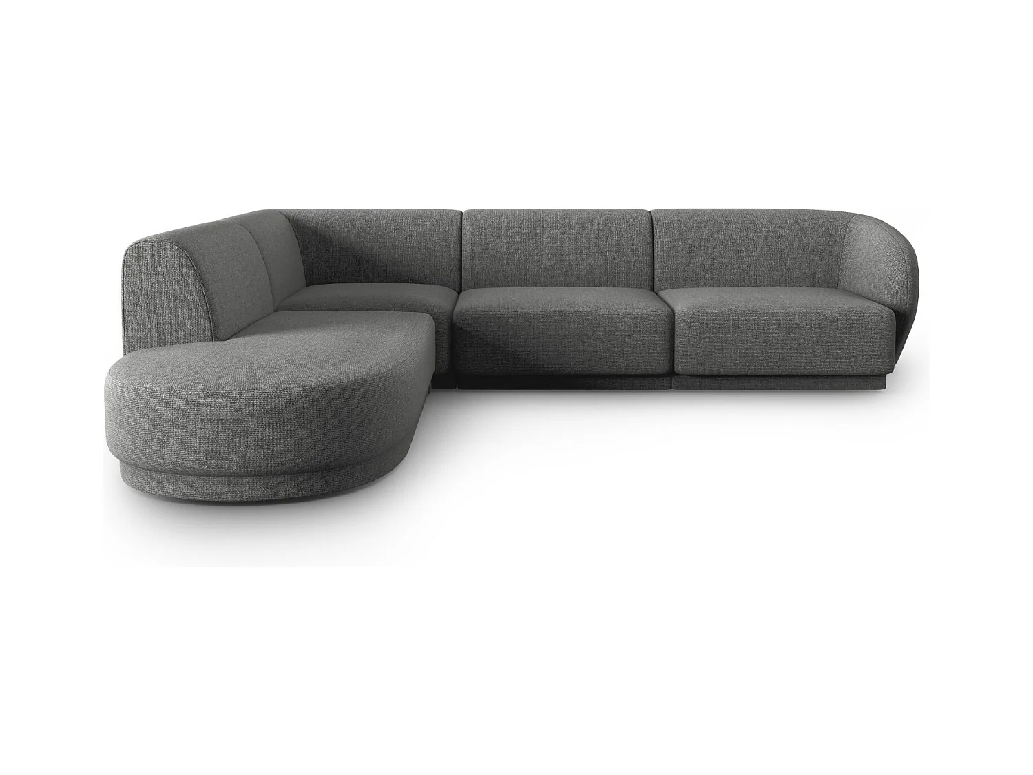 CXL by Christian Lacroix - Canapé d'angle gauche "Lionel" 5 places en chenille gris foncé mélange - 265x232x74cm