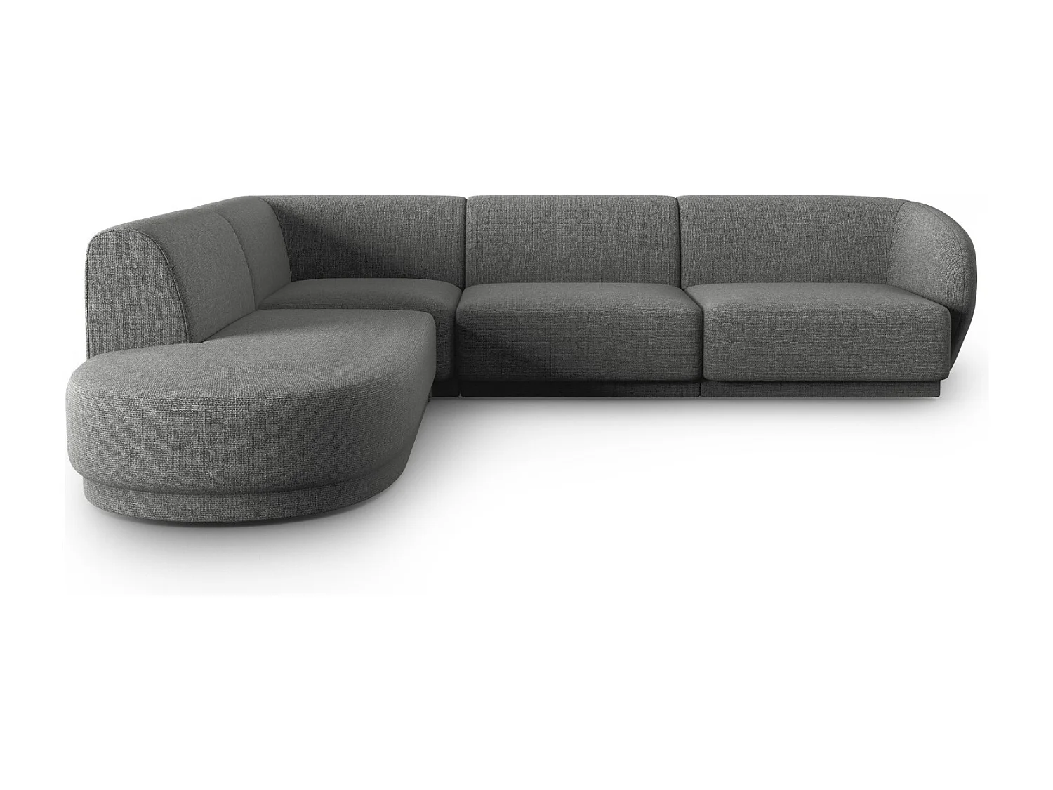 CXL by Christian Lacroix - Canapé d'angle gauche "Lionel" 5 places en chenille gris foncé mélange - 265x232x74cm